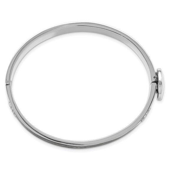 Stainless Steel MLB New York Yankees Enameled and Crystal Hinged Bangle - Picture 2 of 2